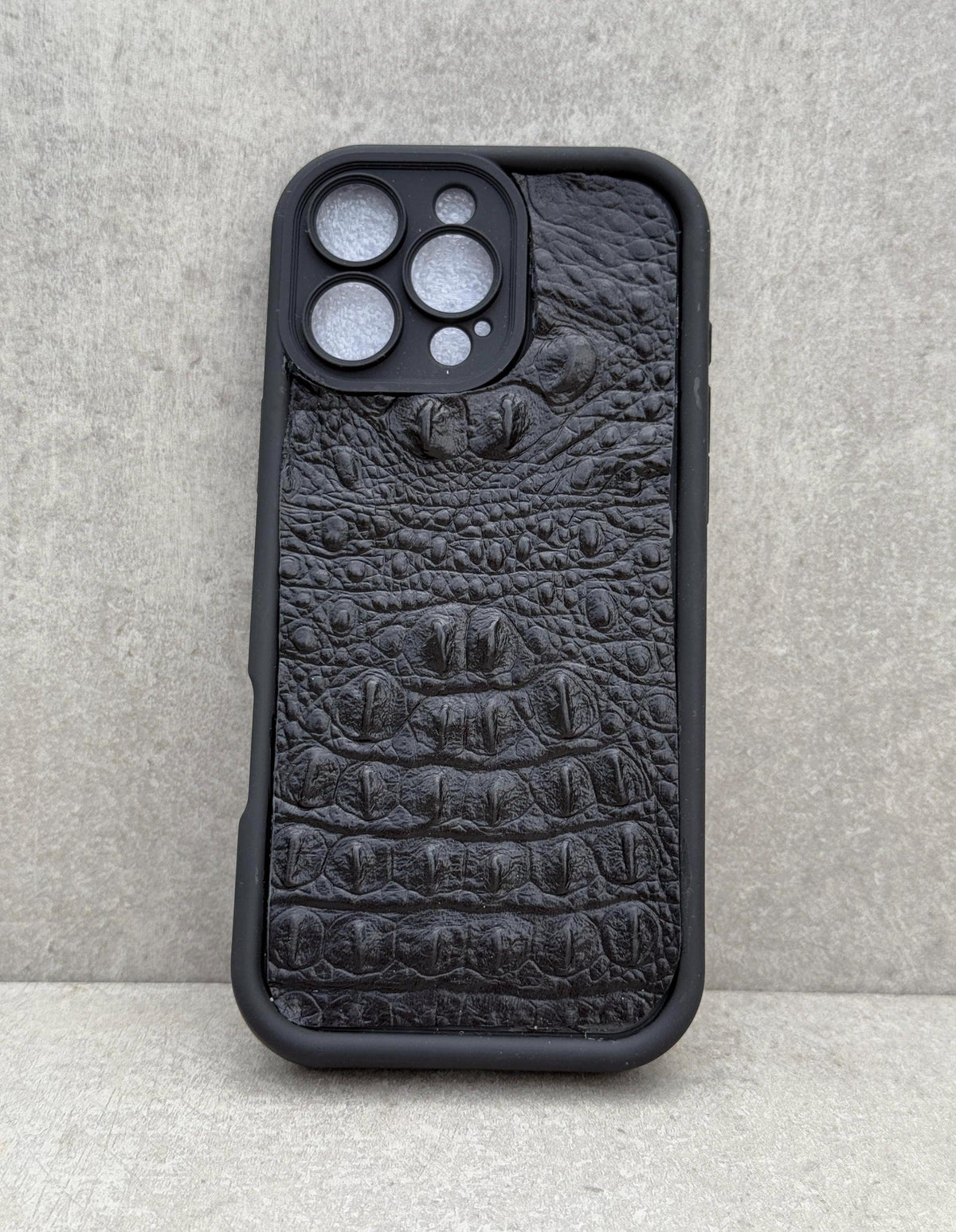 Handmade Genuine Leather iPhone Case: Crocodile Art Stitch