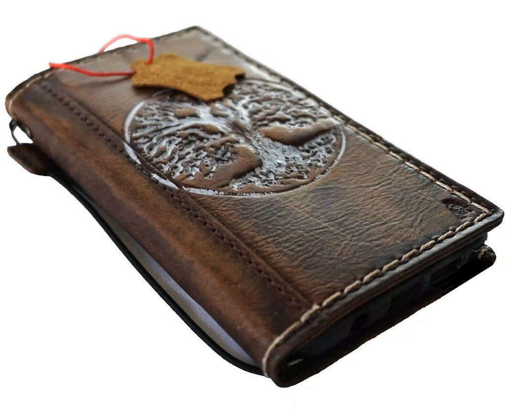 Genuine Leather fo OnePlus Open Case Wallet Handmade Wireless Luxury Diy Tree Hand stitch