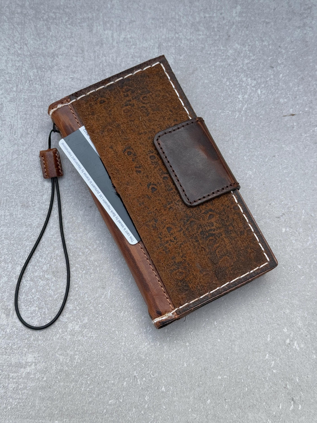 Vintage Style Leather iPhone Wallet Case: Handmade Book Cover with Card Slots