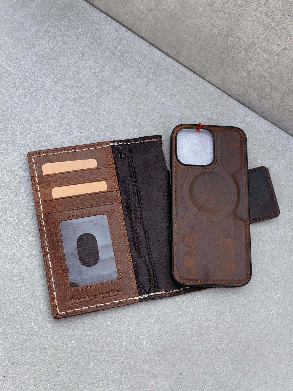 Vintage Style Leather iPhone Wallet Case: Handmade Book Cover with Card Slots