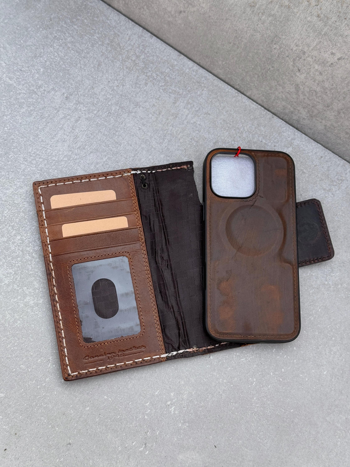 Vintage Style Leather iPhone Wallet Case: Handmade Book Cover with Card Slots