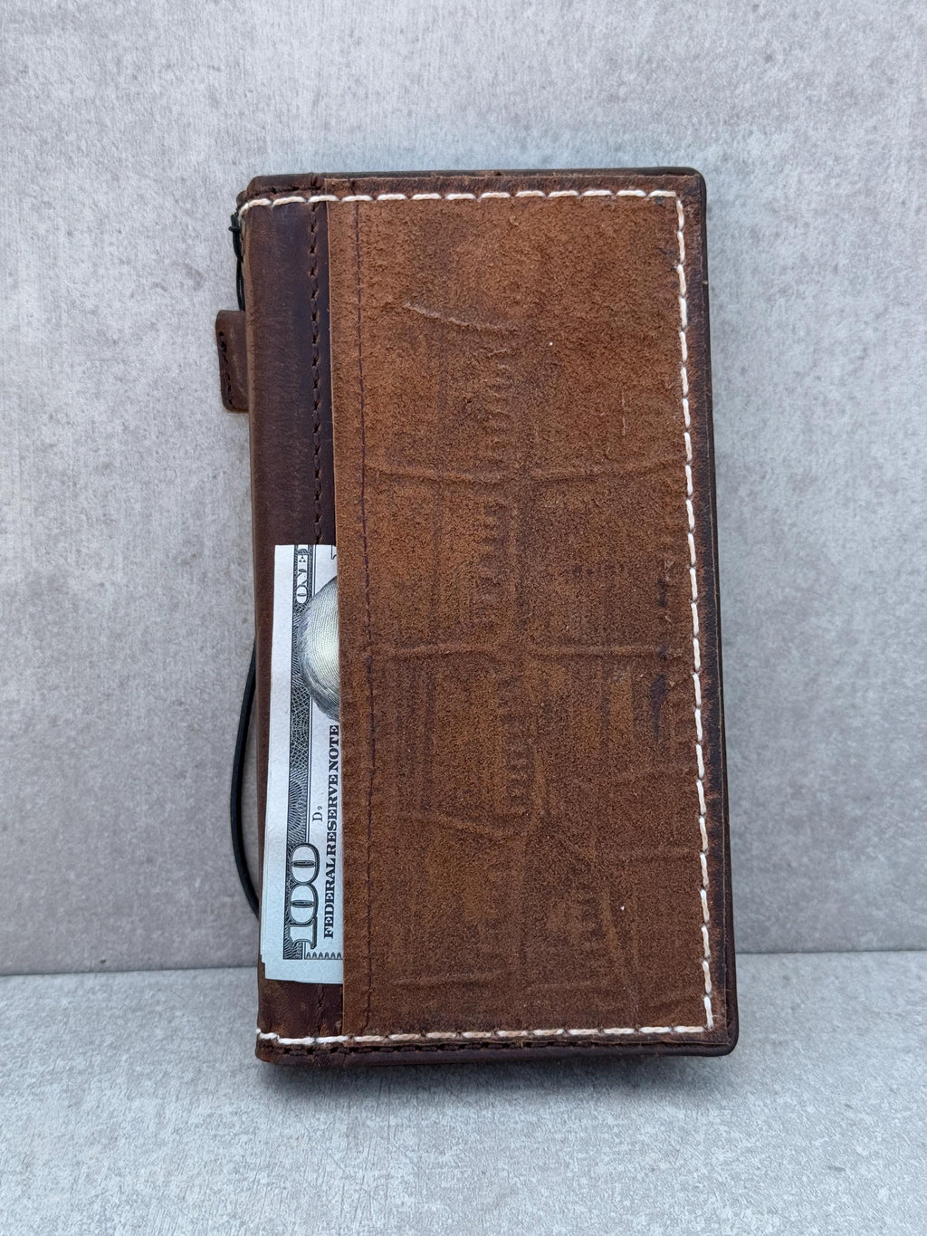 Handmade Leather Wallet Case for OnePlus: Wireless Charge, Card Slots
