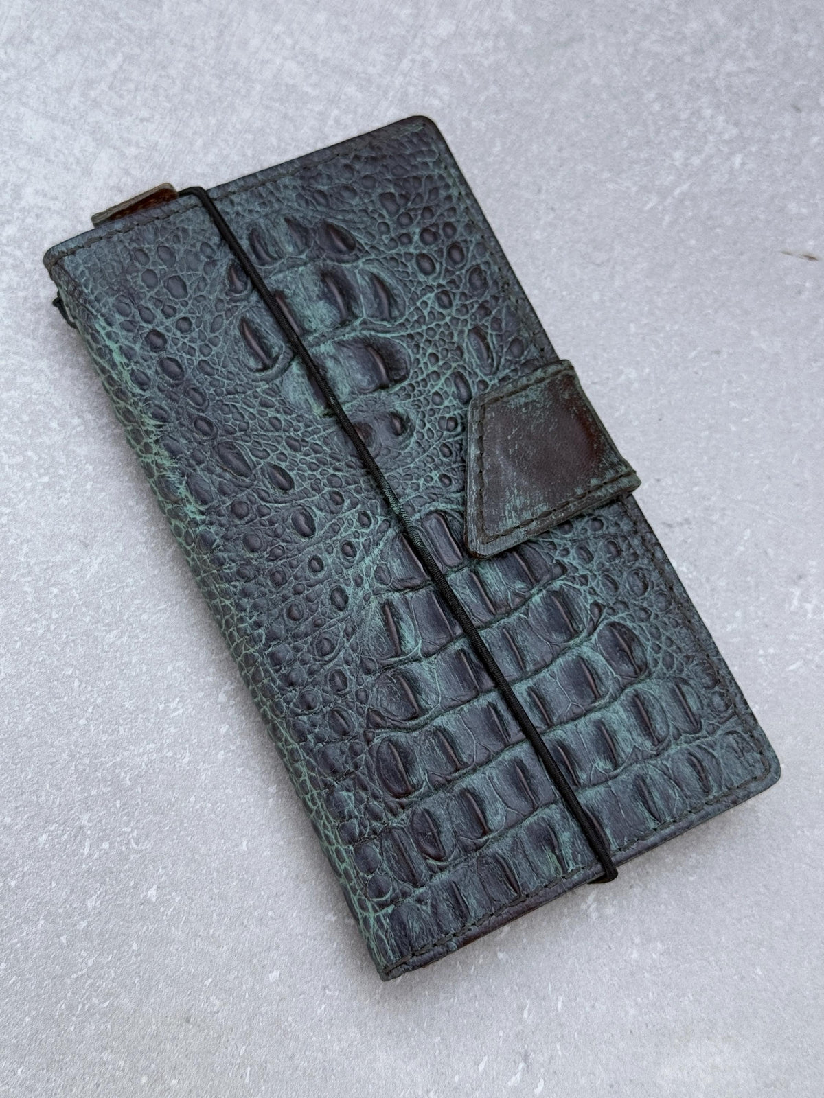 Green Leather iPhone Wallet Case: Handmade Vintage Book Style