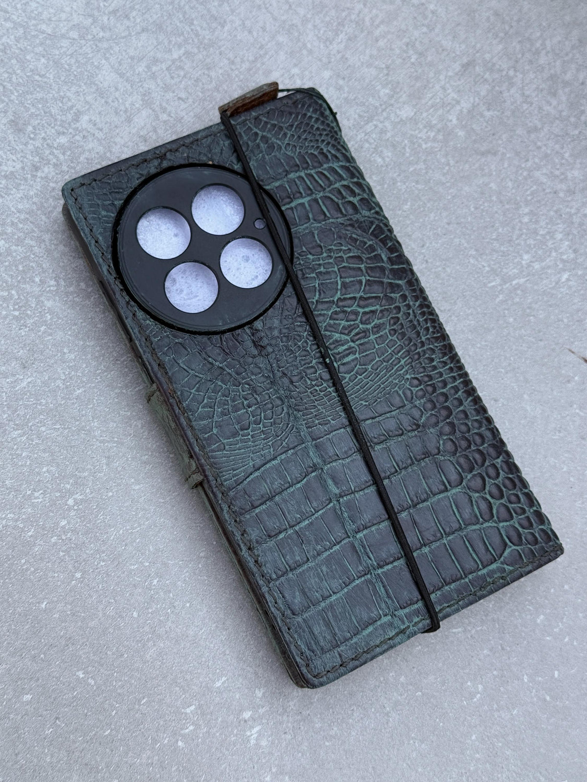 Green Leather iPhone Wallet Case: Handmade Vintage Book Style