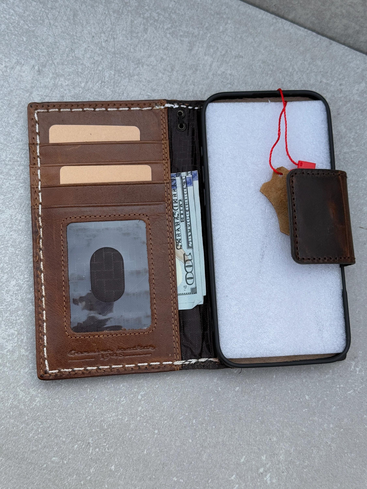 Handmade Leather Wallet Case for OnePlus: Wireless Charge, Card Slots