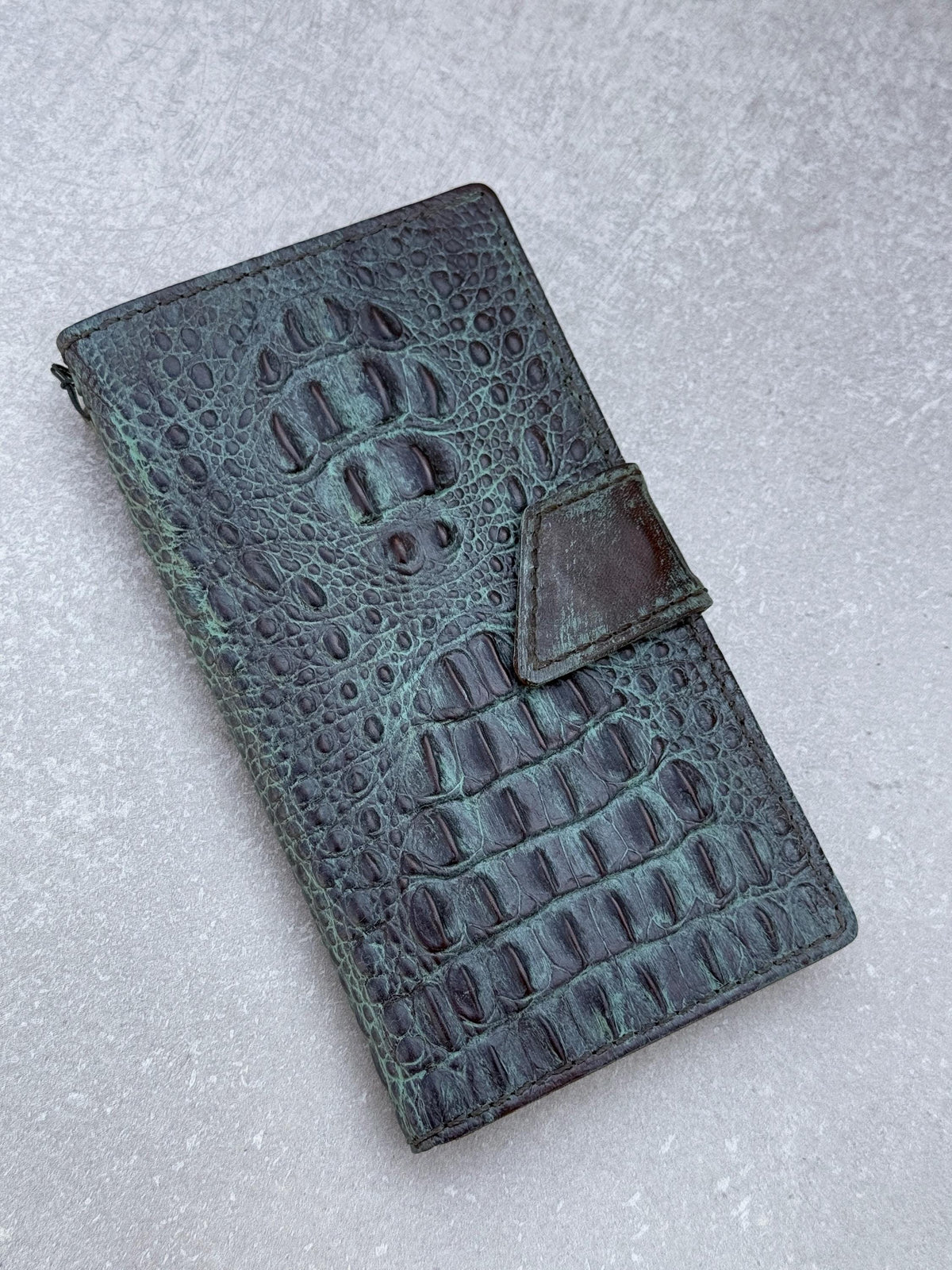 Green Leather iPhone Wallet Case: Handmade Vintage Book Style