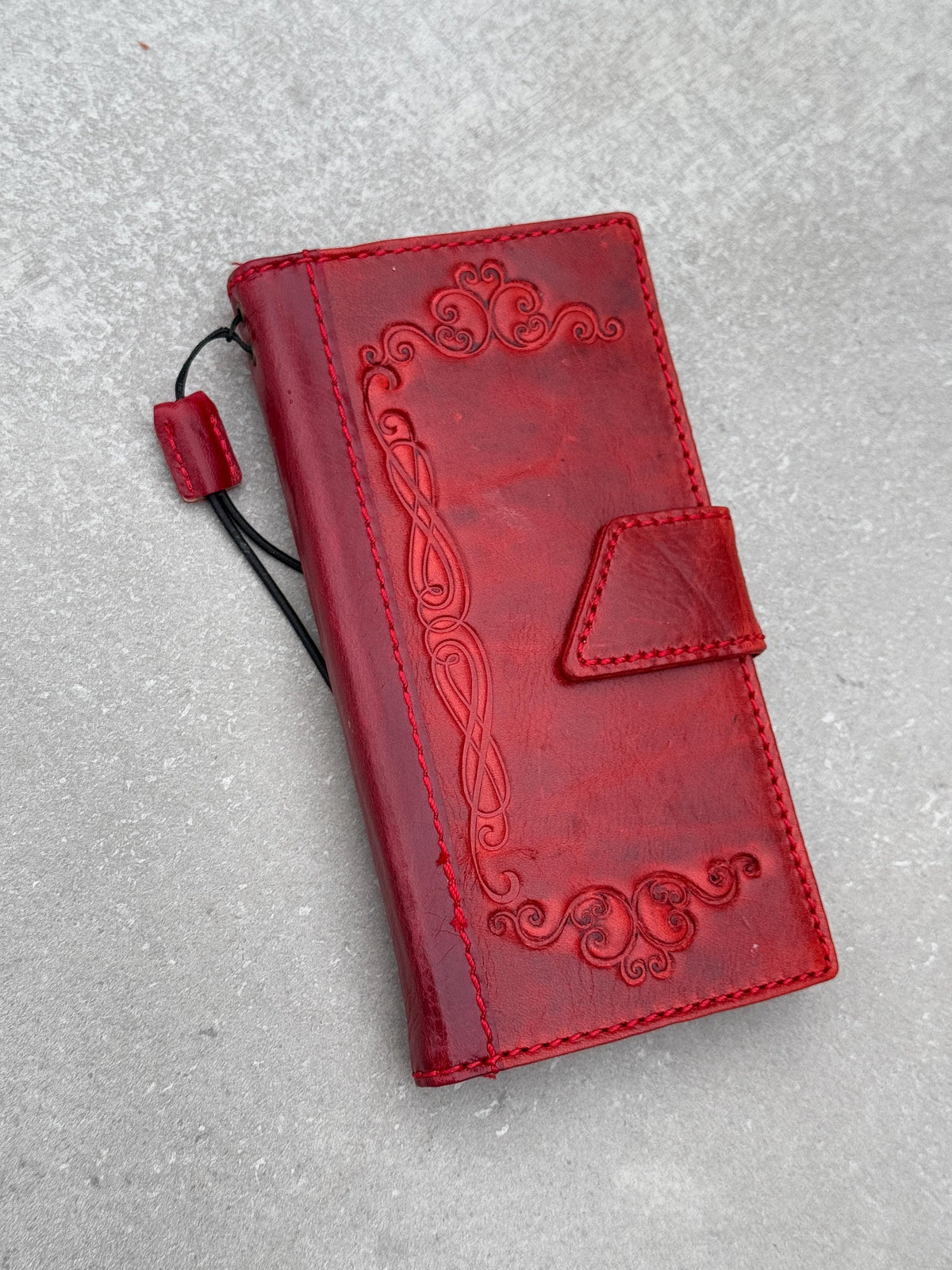 Handmade Leather Wallet Phone Case: Magnetic Book Cover with Card Slots