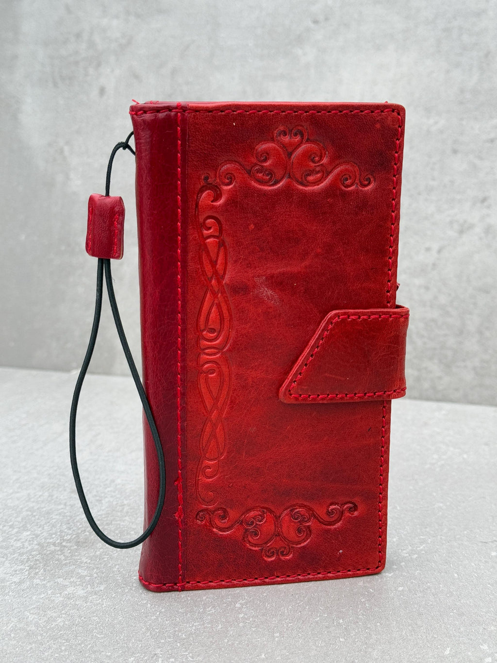 Handmade Leather Wallet Phone Case: Magnetic Book Cover with Card Slots