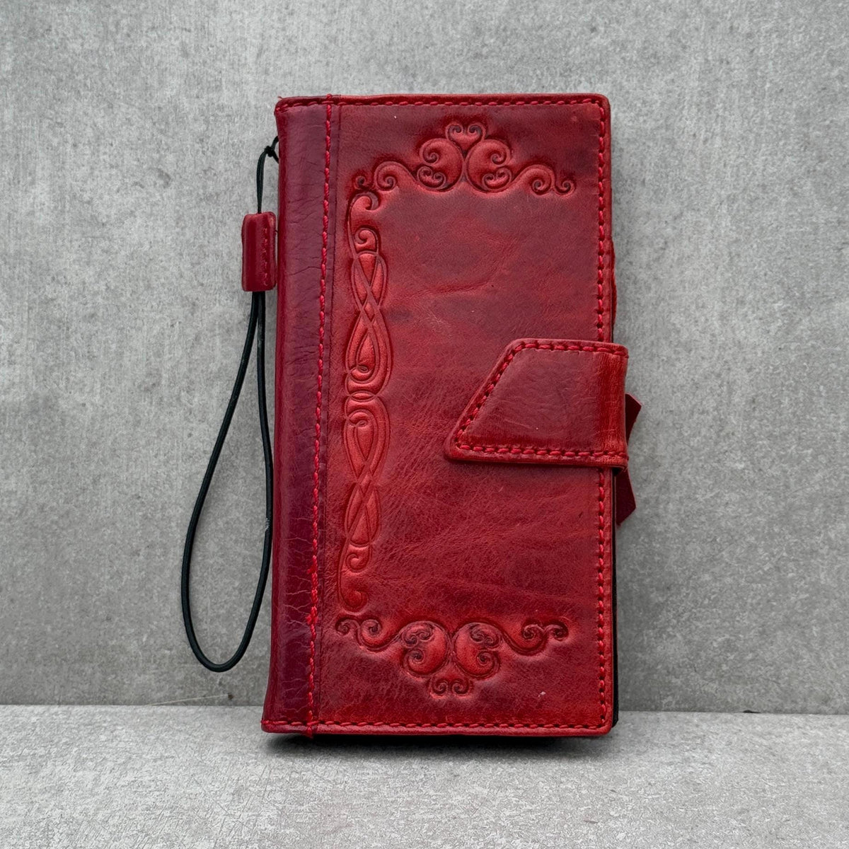 Handmade Leather Wallet Phone Case: Magnetic Book Cover with Card Slots