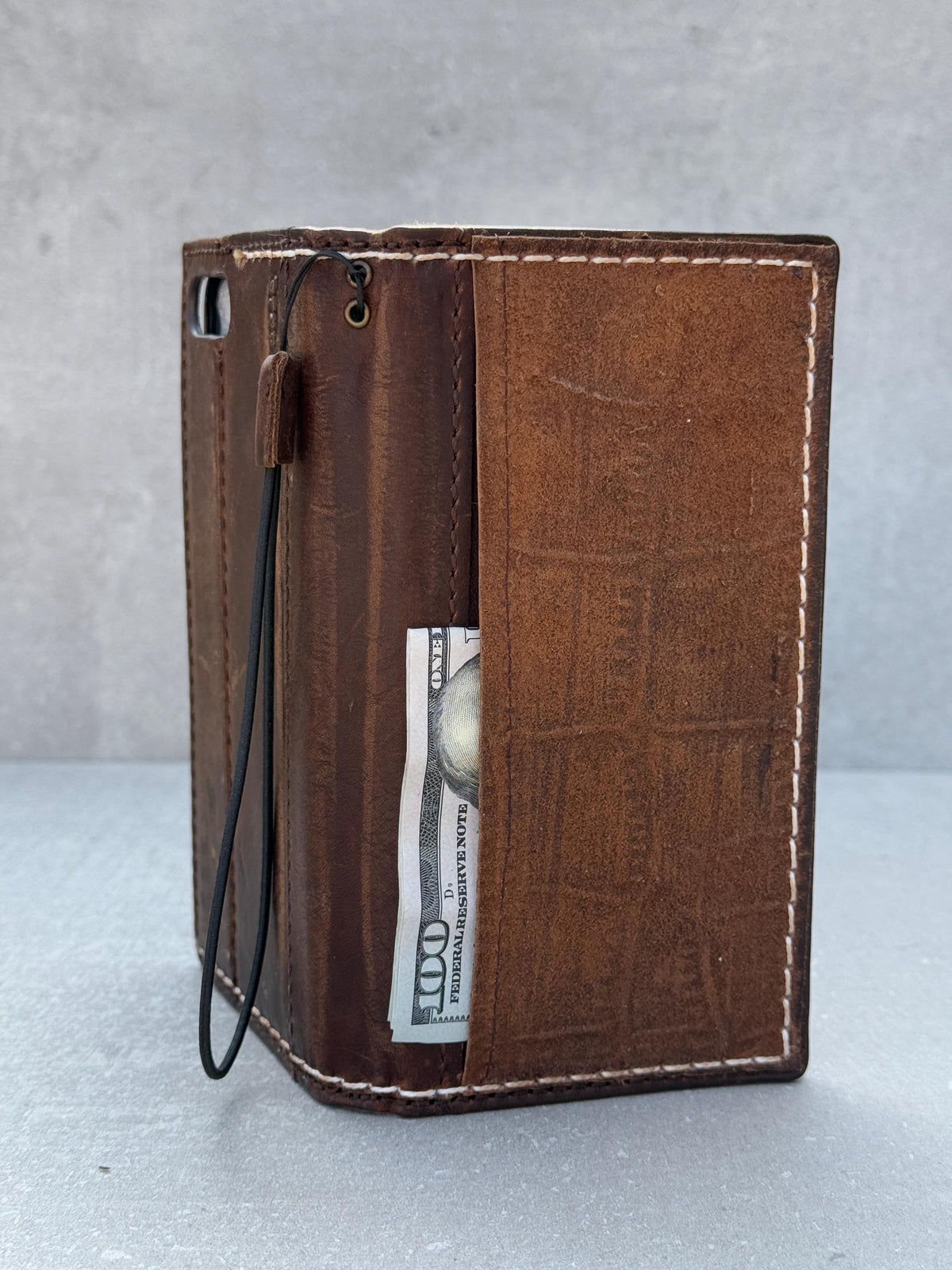 Genuine Leather iPhone Wallet Case: Vintage Book Style, Card Slots