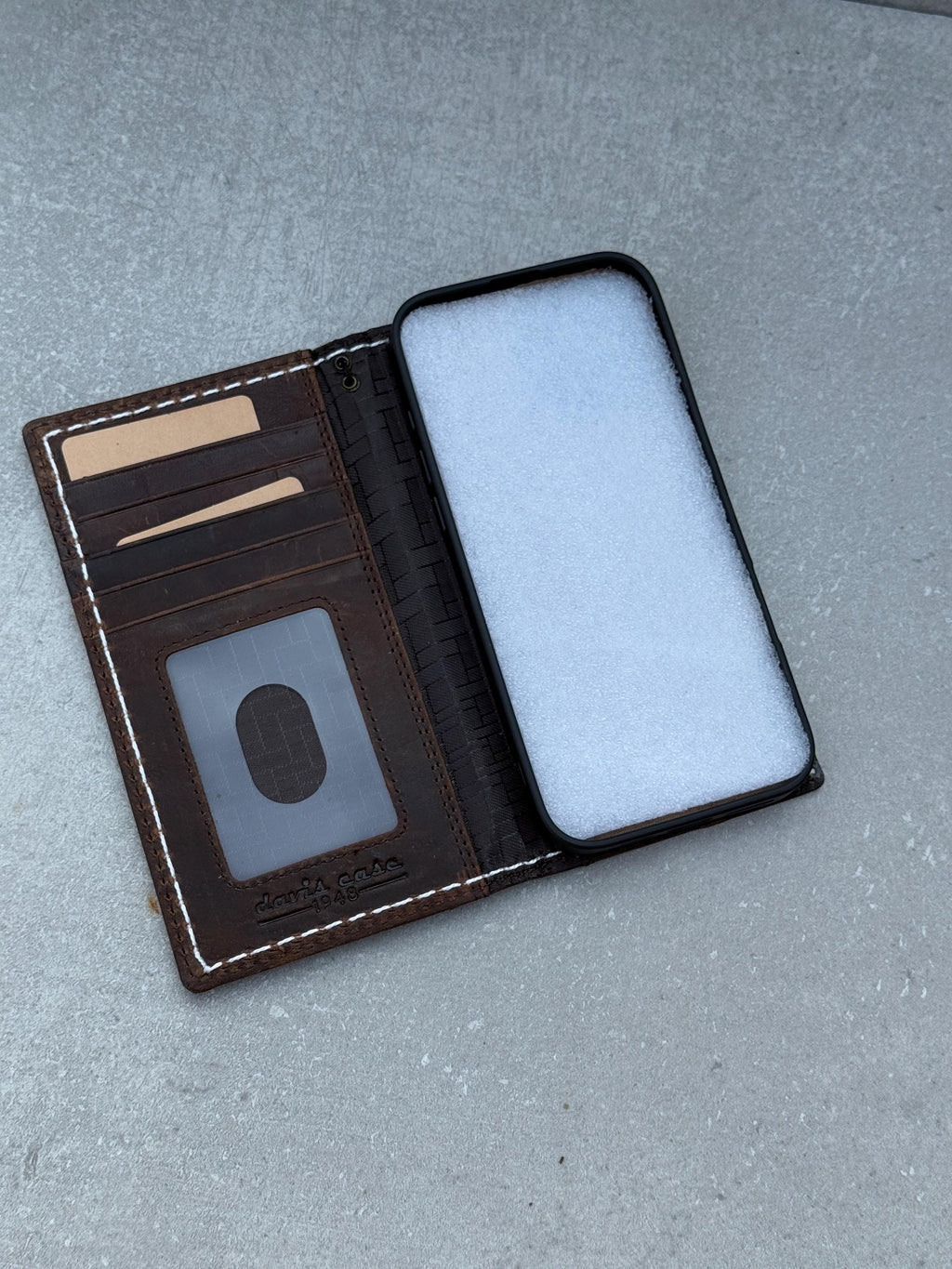 Genuine Leather iPhone Wallet Case: Vintage Book Style, Card Slots