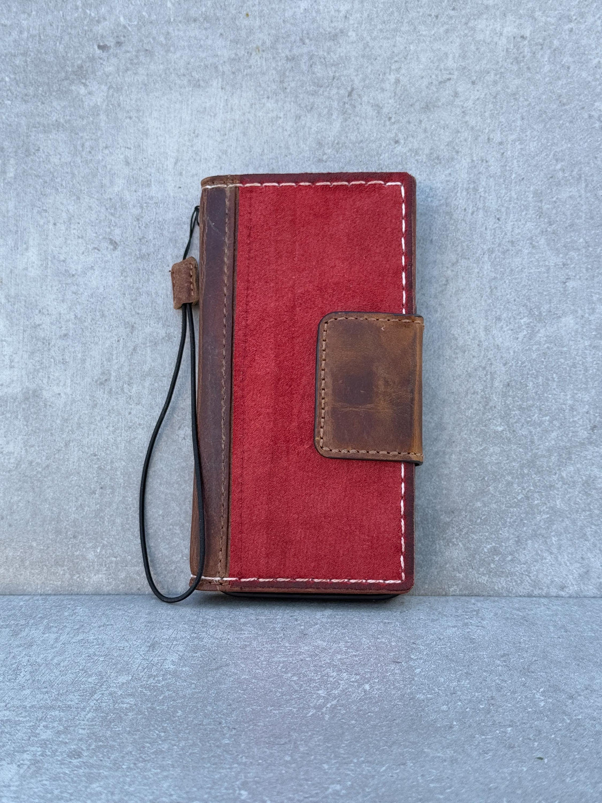 Vintage Leather iPhone Wallet Case: Handmade Book Cover with Card Slots