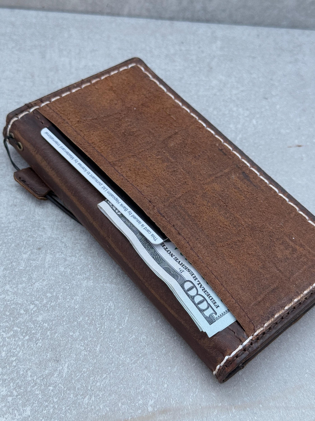 Genuine Leather iPhone Wallet Case: Vintage Book Style, Card Slots