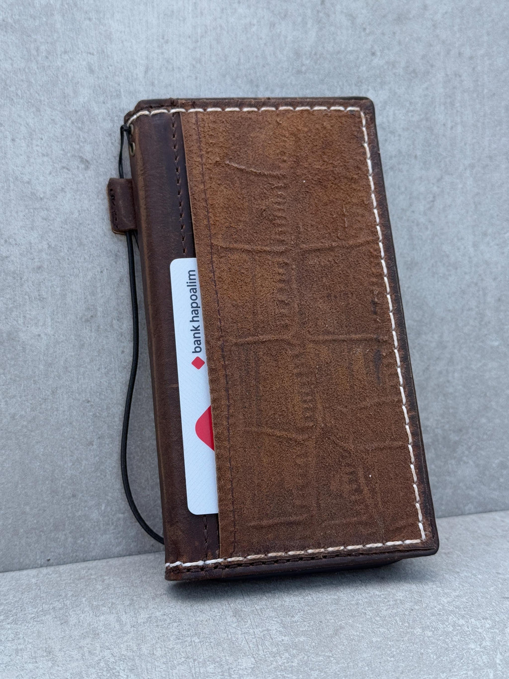 Genuine Leather iPhone Wallet Case: Vintage Book Style, Card Slots