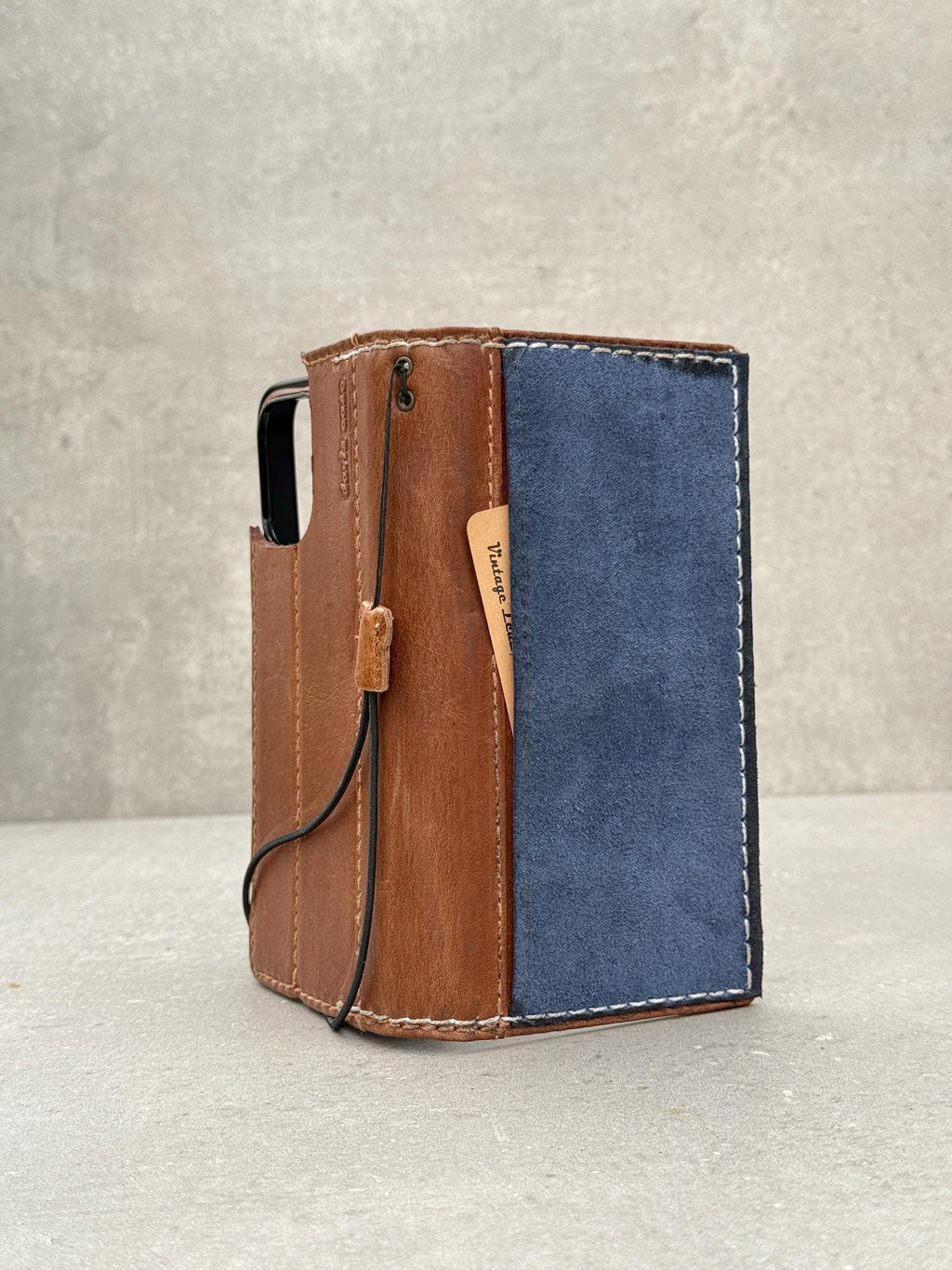Handmade Leather Wallet Case for Galaxy: Book Design with Card Slots