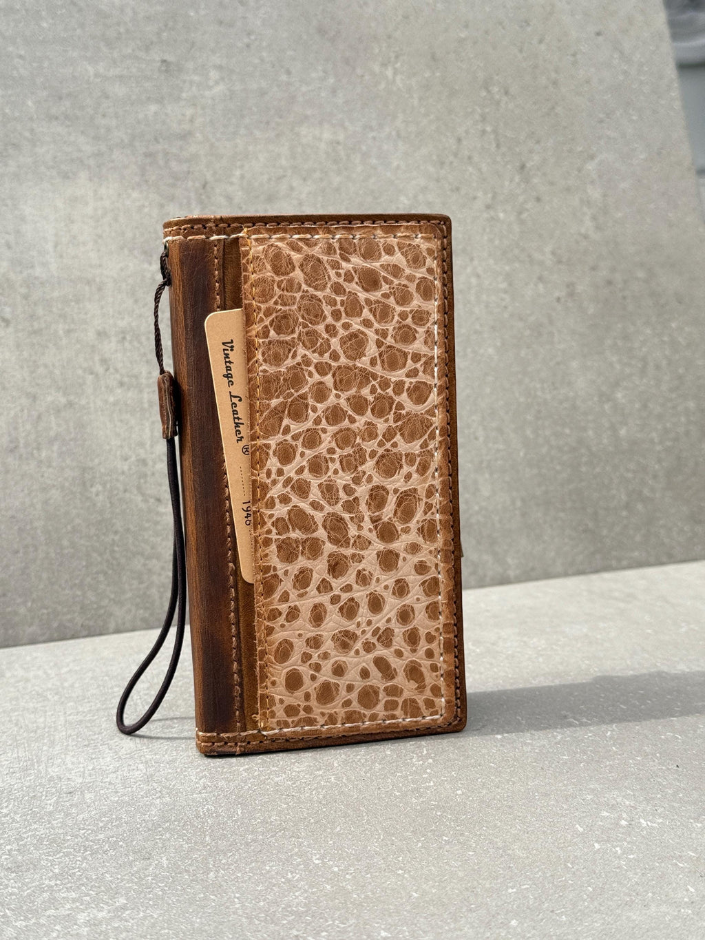 Hand Sewn Leather iPhone Wallet Case: Card Slots Cover