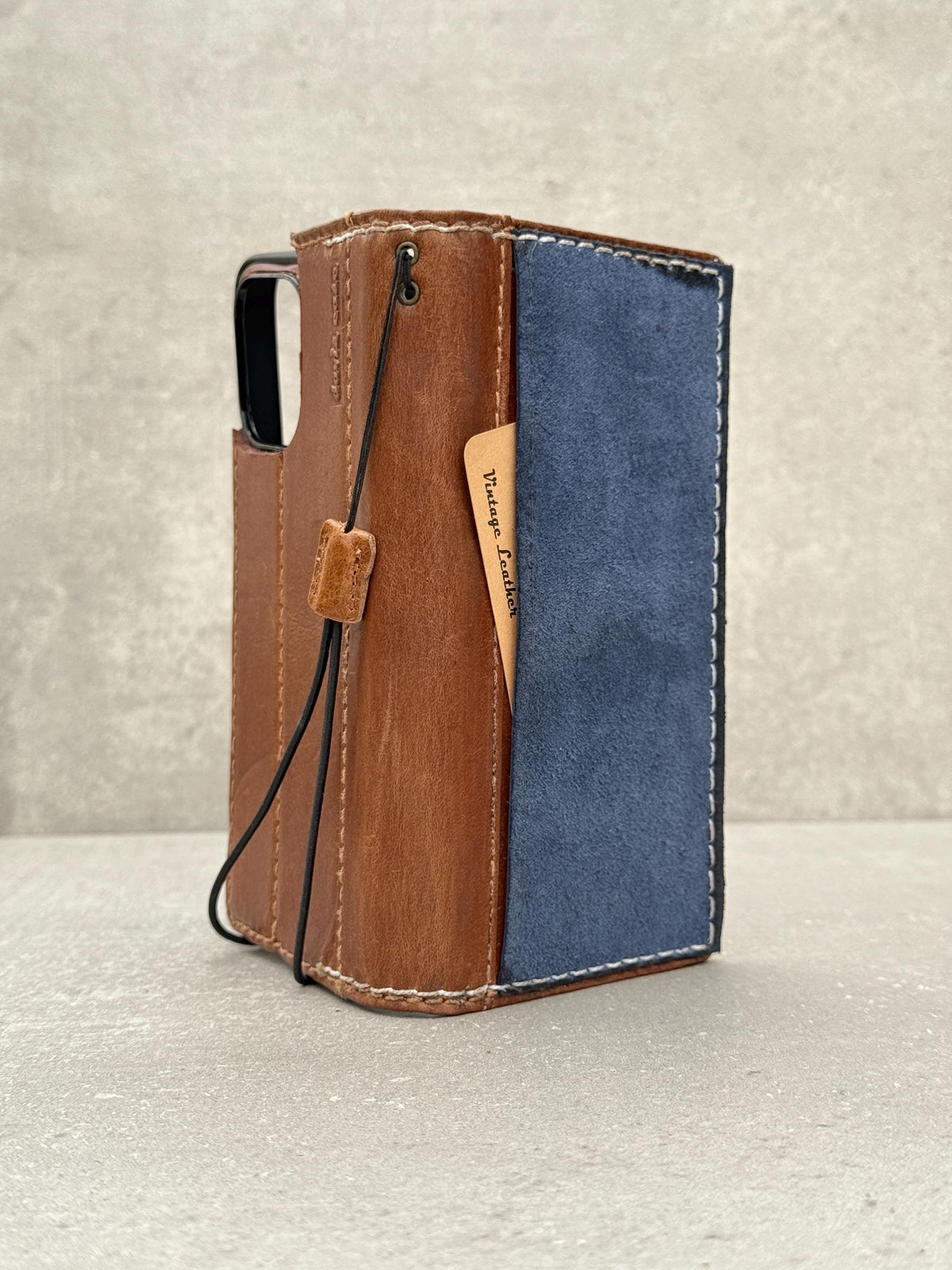 Handmade Leather Wallet Case for Galaxy: Book Design with Card Slots