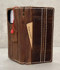 Vintage Leather iPhone Wallet Case with Card Slots