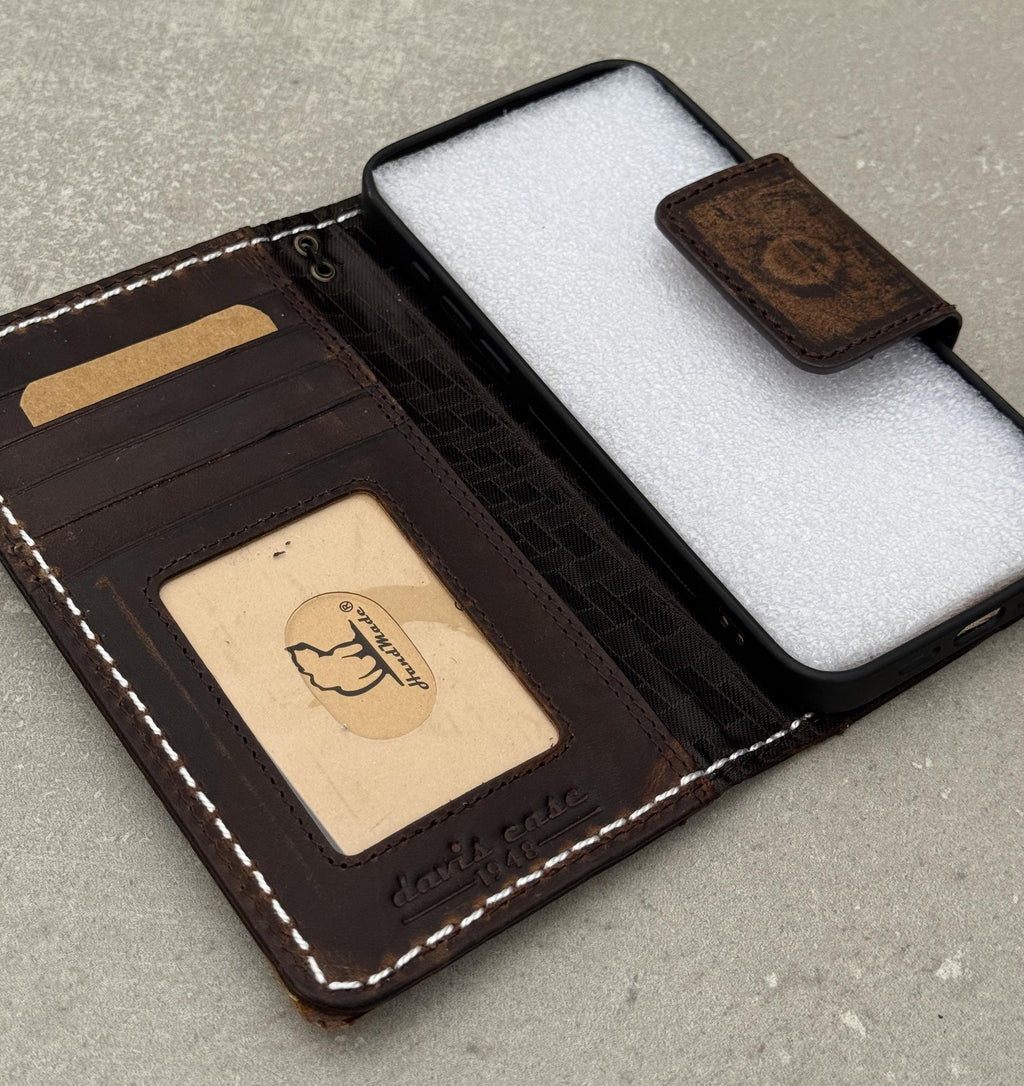 Handmade Leather Wallet Book Case for Galaxy Z Fold
