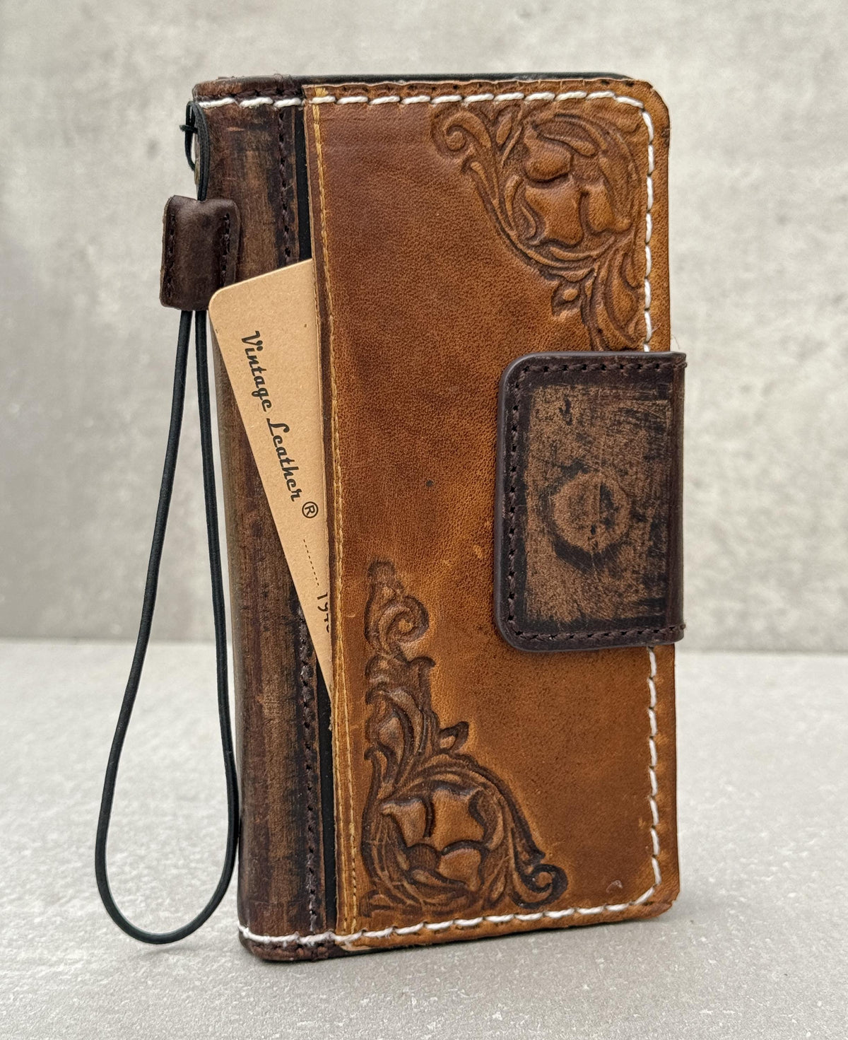 Handmade Leather Wallet Case: Galaxy S25 S24 S23 S22 S21 Ultra