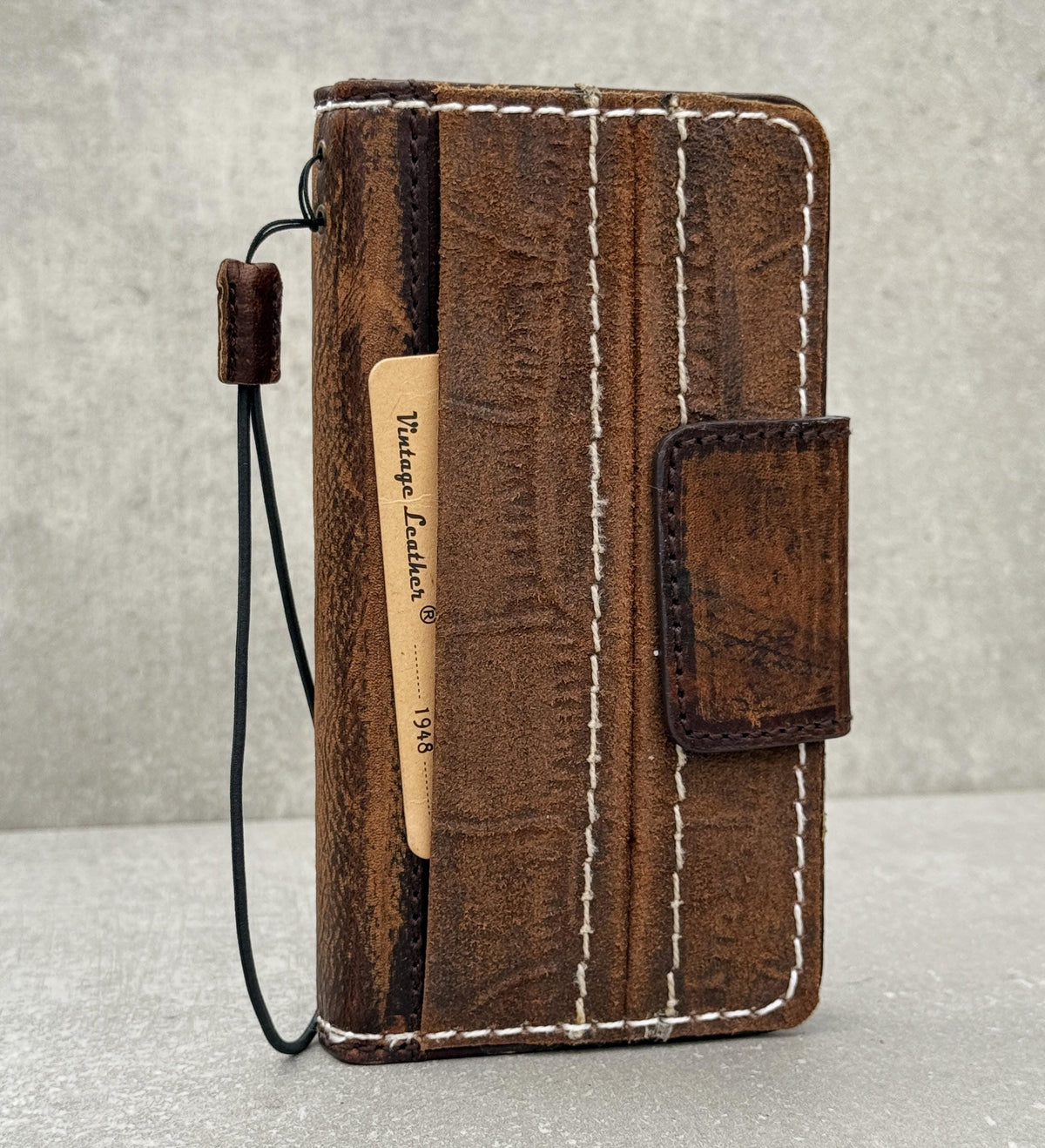 Handmade Leather Wallet Case: Samsung Galaxy, Card Slots, Book Design
