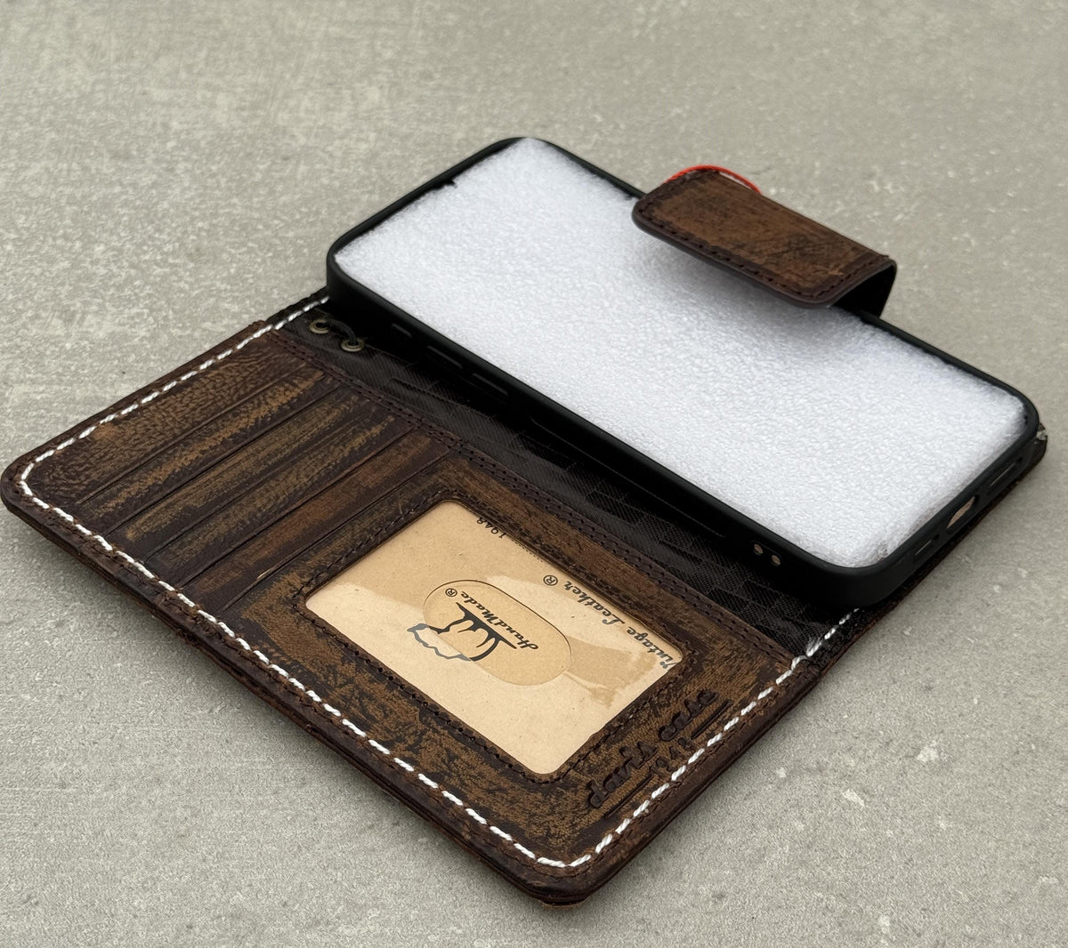 Handmade Leather Wallet Case: Samsung Galaxy, Card Slots, Book Design