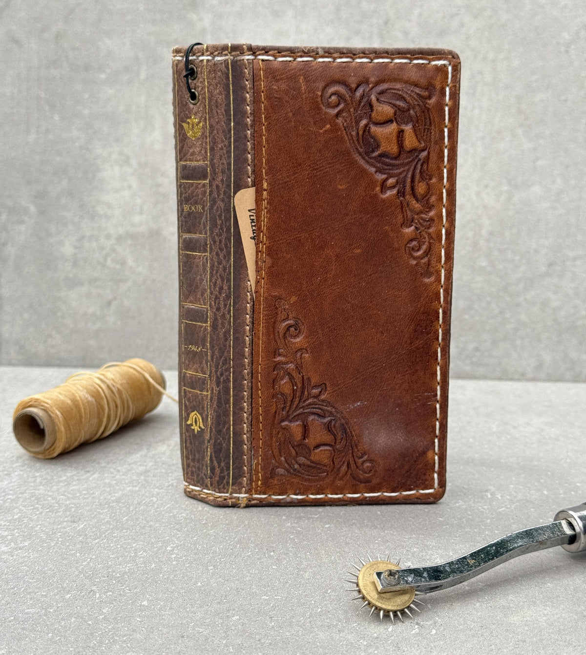 Handmade Leather Samsung Galaxy Wallet Case: Book Design Card Slots