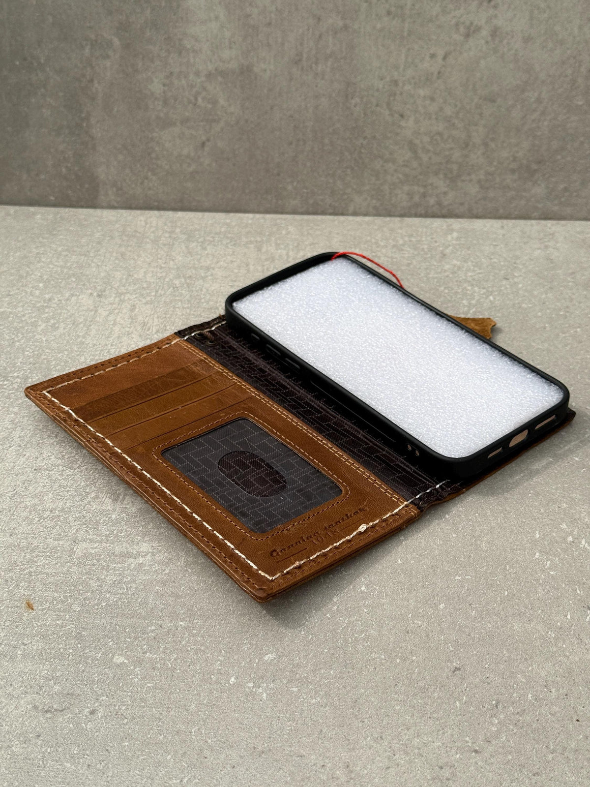 Handmade Leather Samsung Galaxy Wallet Case: Book Design Card Slots