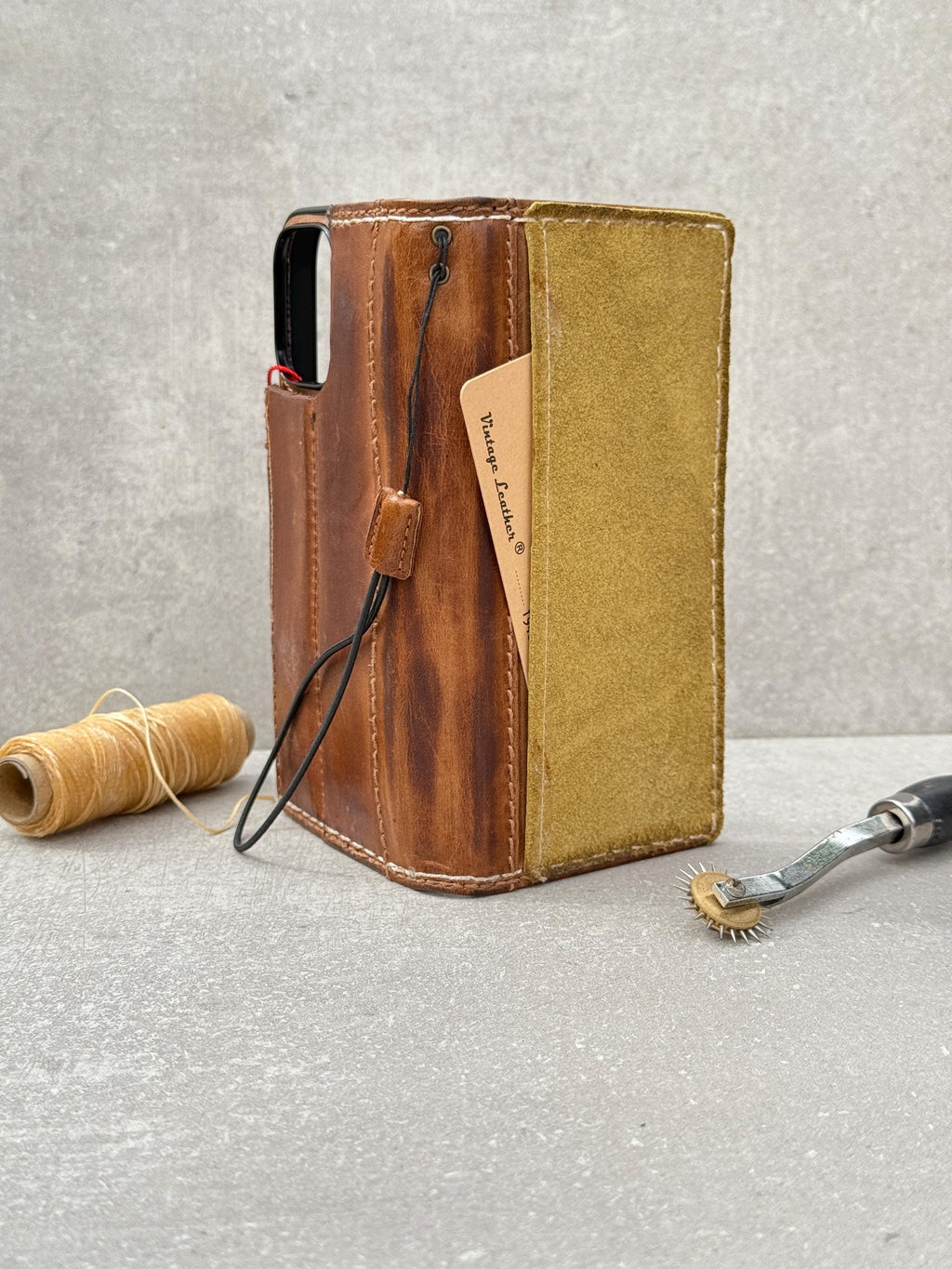 Handmade Leather Wallet Case: Samsung Galaxy, Card Slots, Book Design