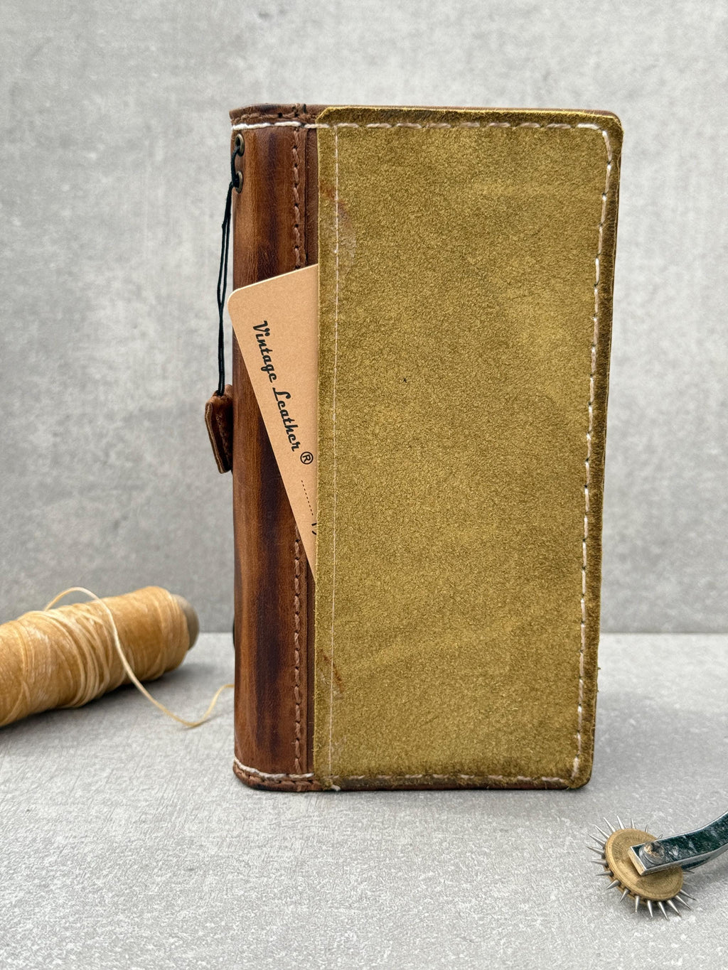 Handmade Leather Wallet Case: Samsung Galaxy, Card Slots, Book Design