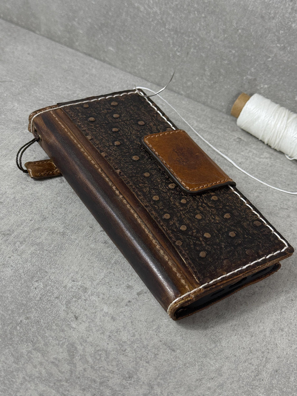 Vintage Leather iPhone Wallet Case: Book Style, Credit Card Slots