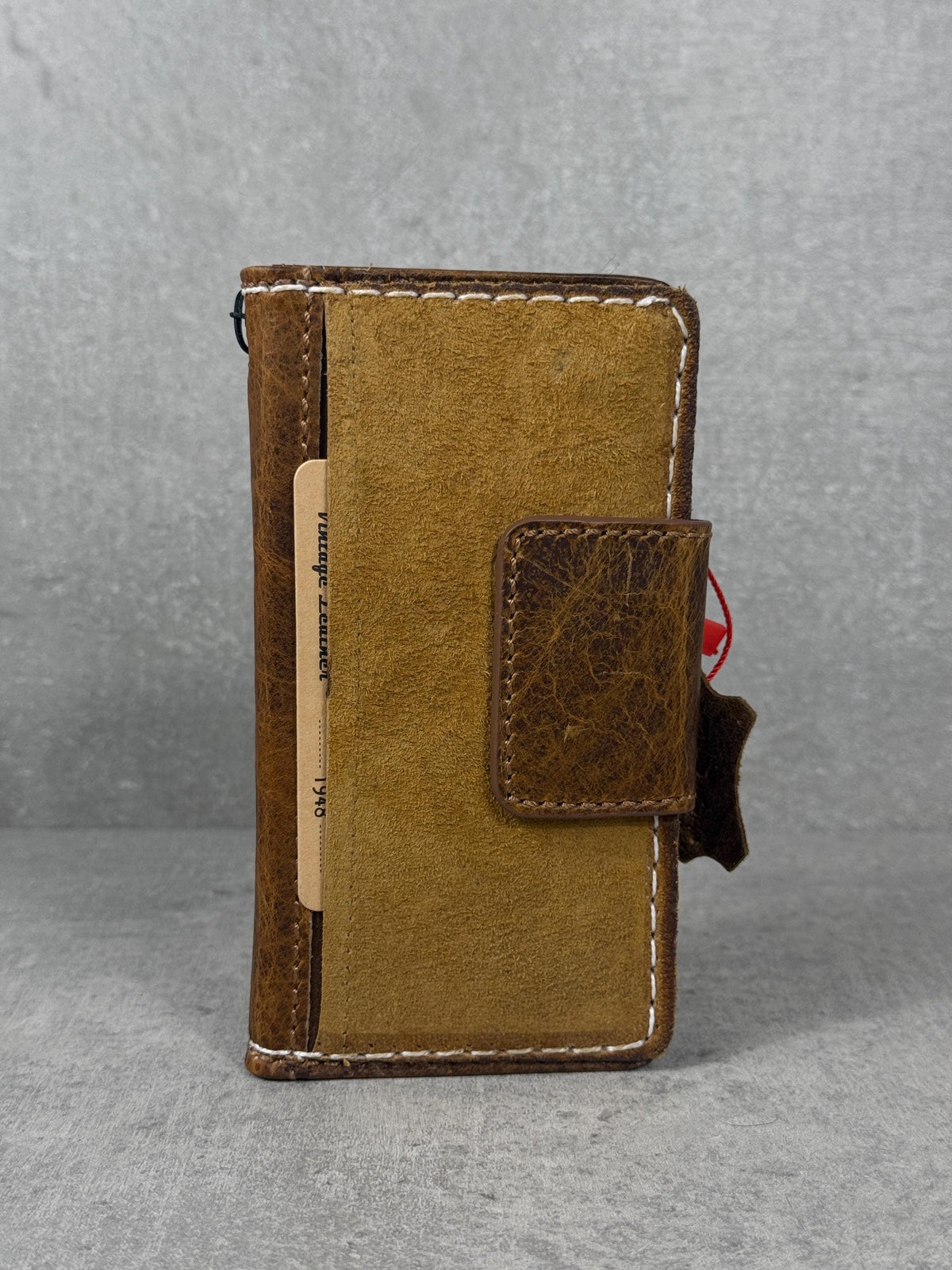 Vintage Leather iPhone Wallet Case: Book Style, Credit Card Slots