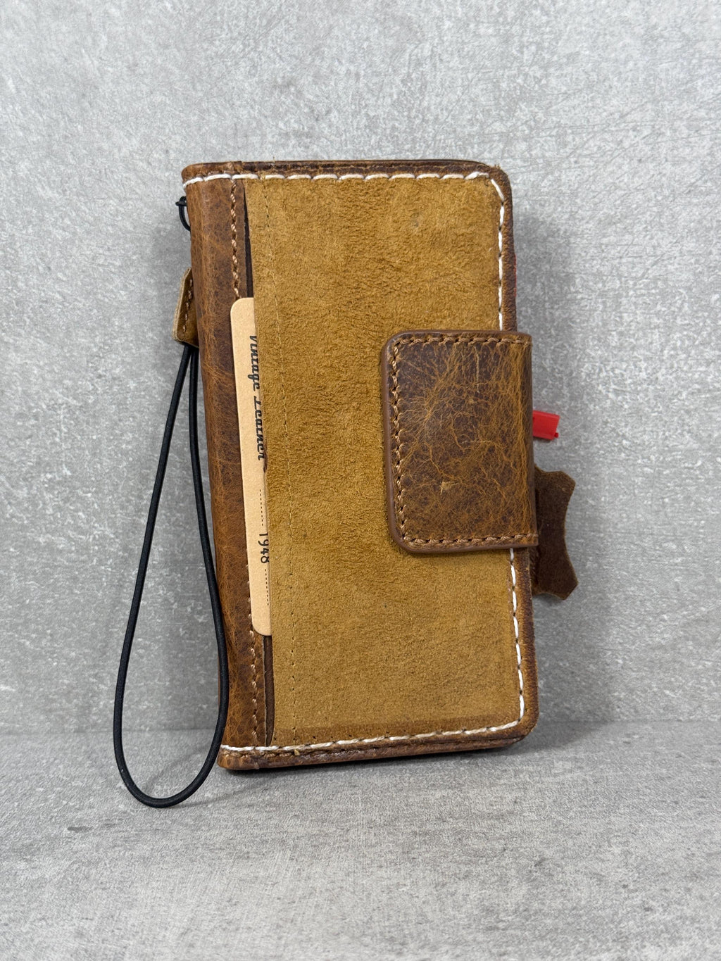 Vintage Leather iPhone Wallet Case: Book Style, Credit Card Slots