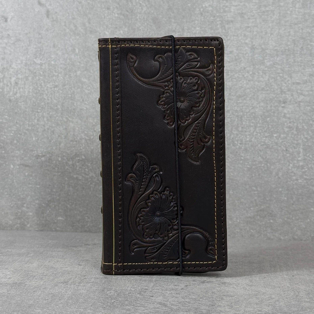 Handmade Leather Book Wallet Case for iPhone: Vintage Style Card Slots