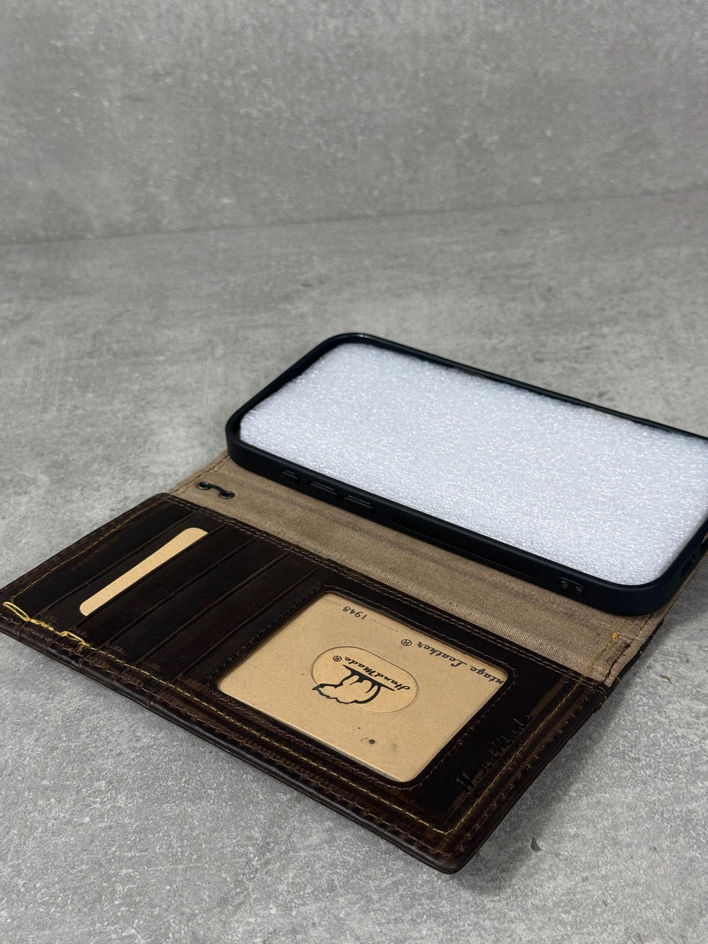 Leather iPhone Wallet Case: Handmade Book Style Cover