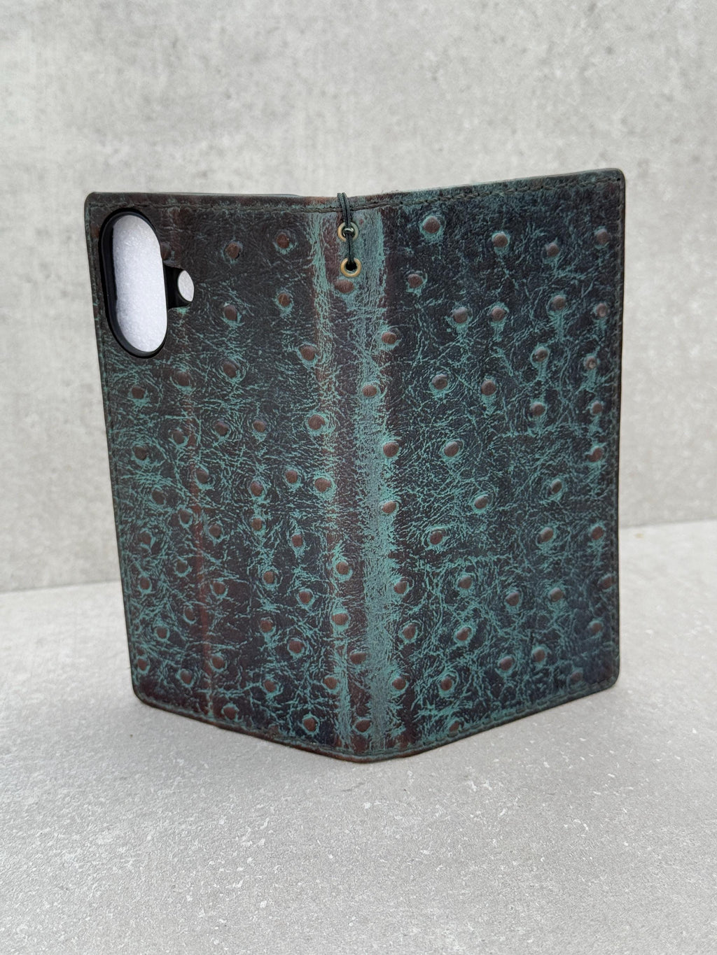 Vintage Green Leather iPhone Wallet Case with Card Slots
