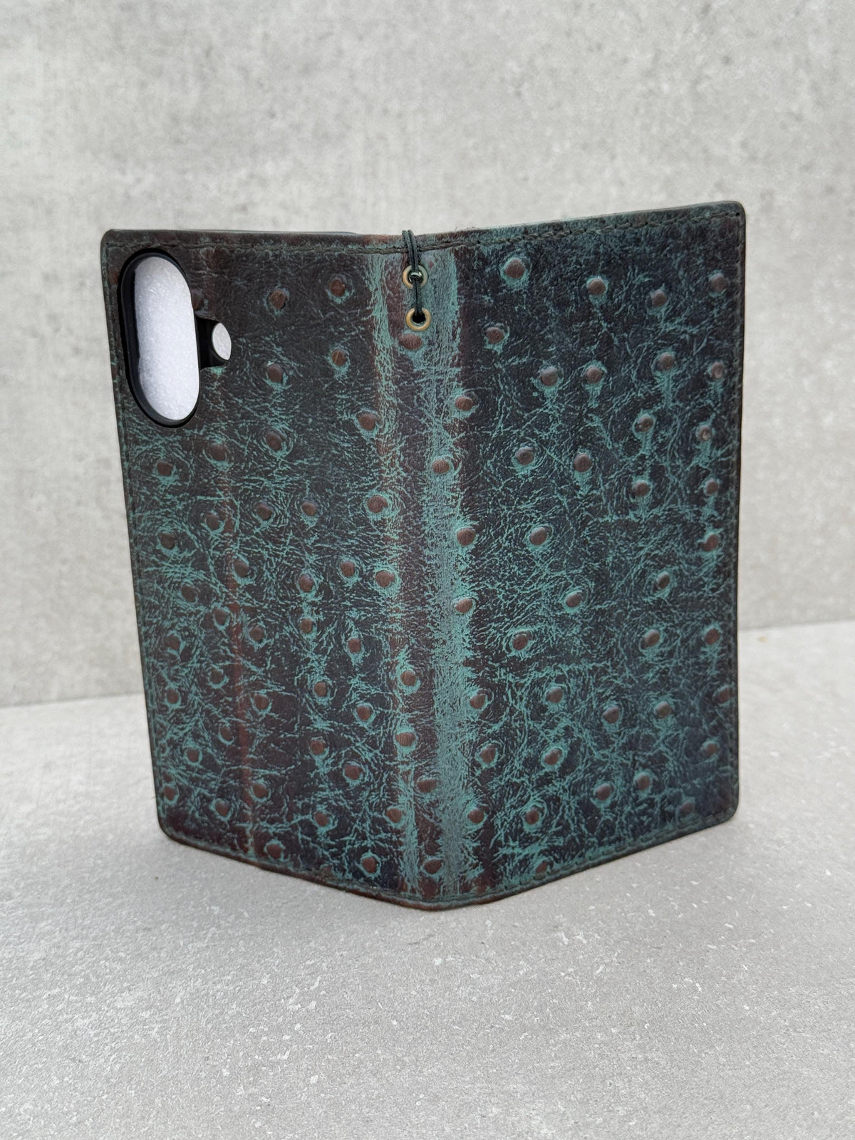 Vintage Green Leather iPhone Wallet Case with Card Slots