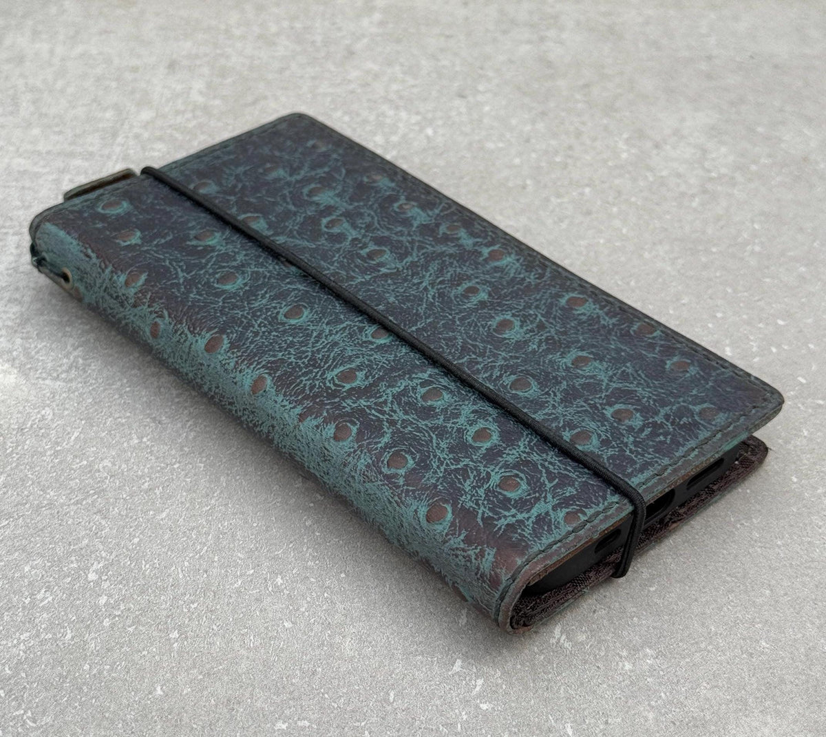 Vintage Green Leather iPhone Wallet Case with Card Slots