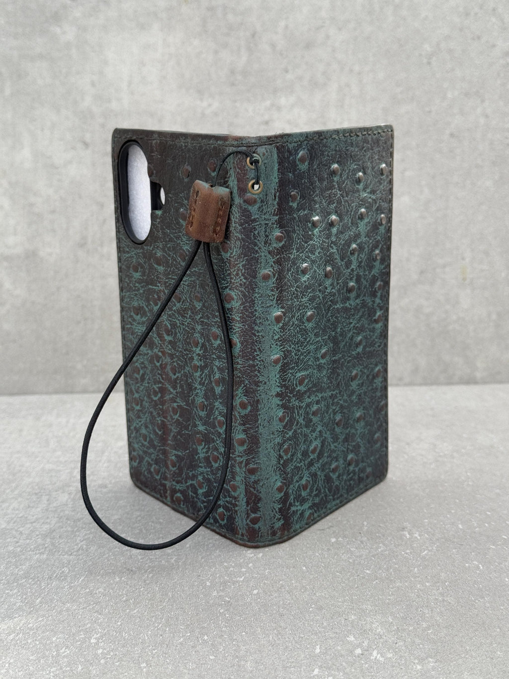Vintage Green Leather iPhone Wallet Case with Card Slots