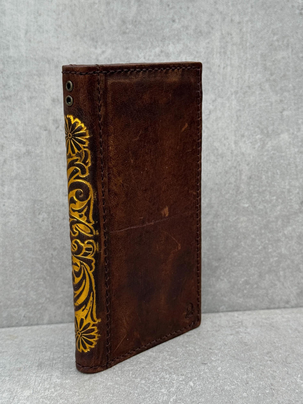 Vintage Leather iPhone Wallet Case: Floral Book Style Cover