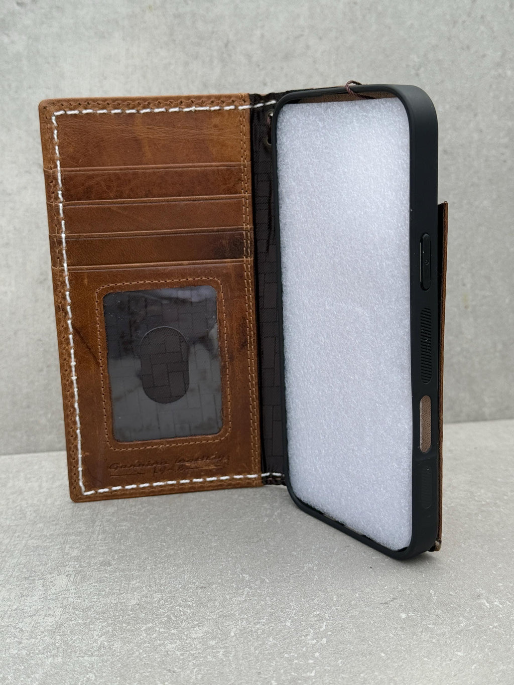 Vintage Leather iPhone Wallet Case: Book Style, Card Slots