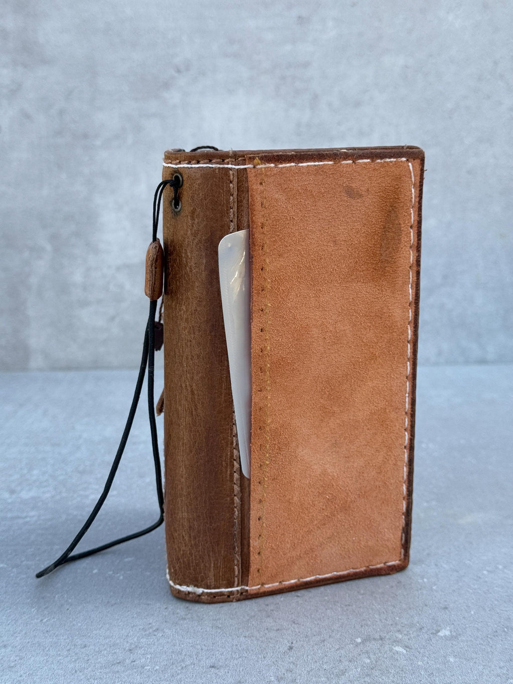 Genuine Leather iPhone Wallet Case: Vintage Book Style, Credit Card Slots