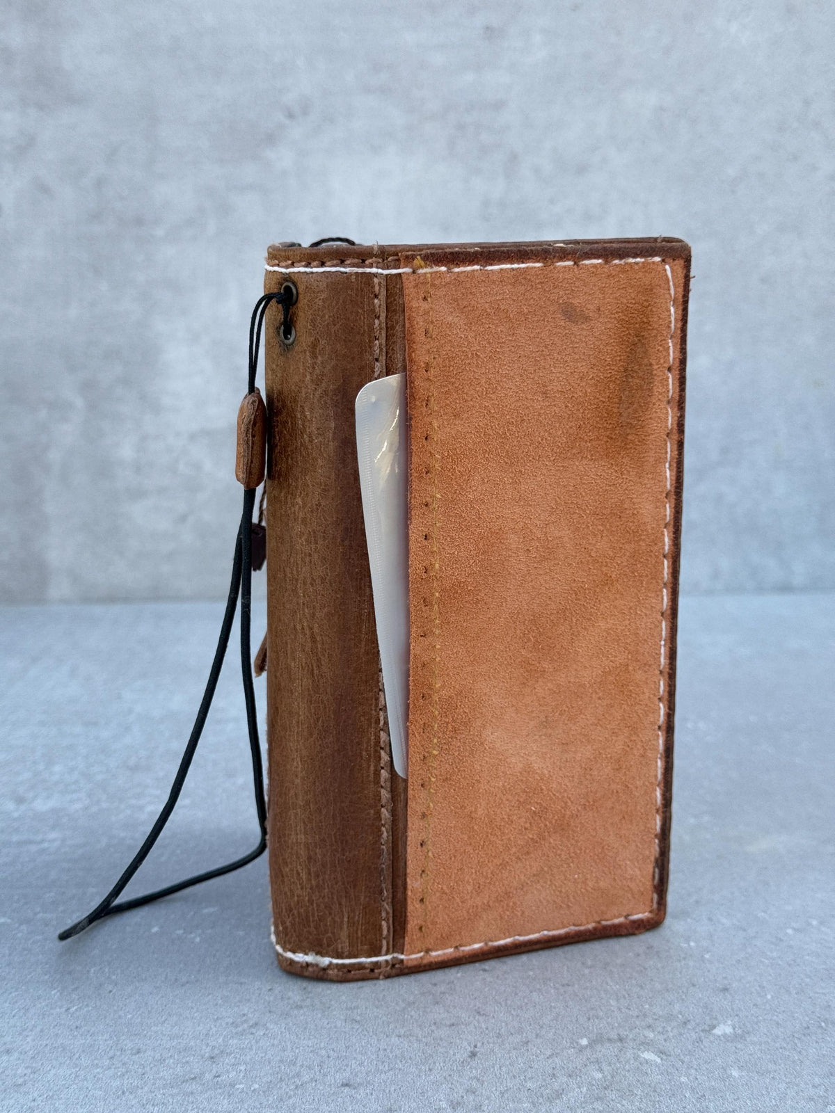 Genuine Leather iPhone Wallet Case: Vintage Book Style, Credit Card Slots