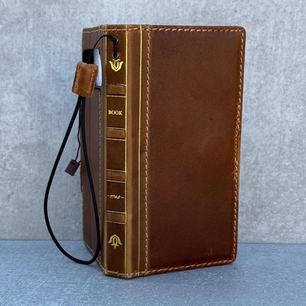 Vintage Book Style Leather iPhone Wallet Case with Card Slots