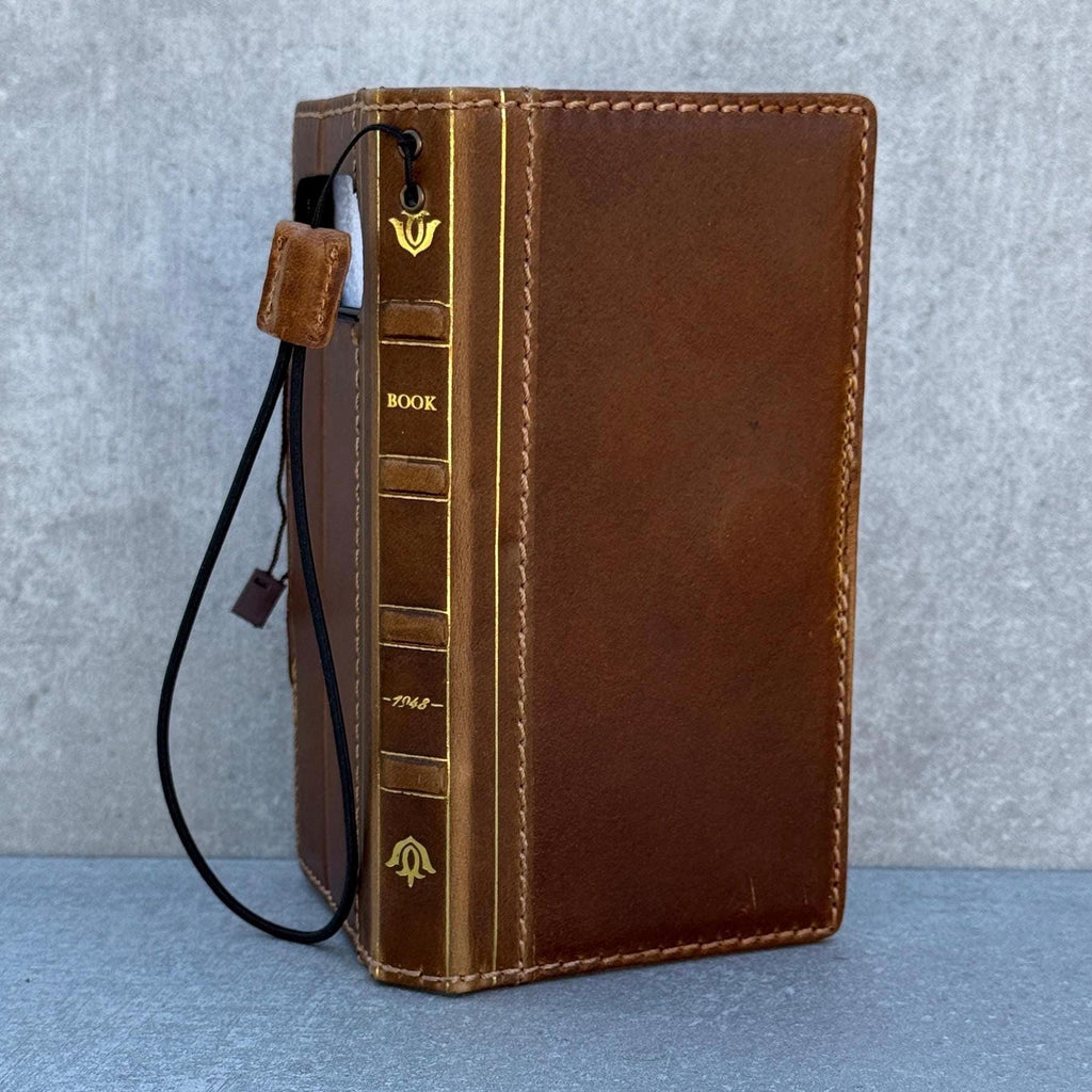 Vintage Book Style Leather iPhone Wallet Case with Card Slots