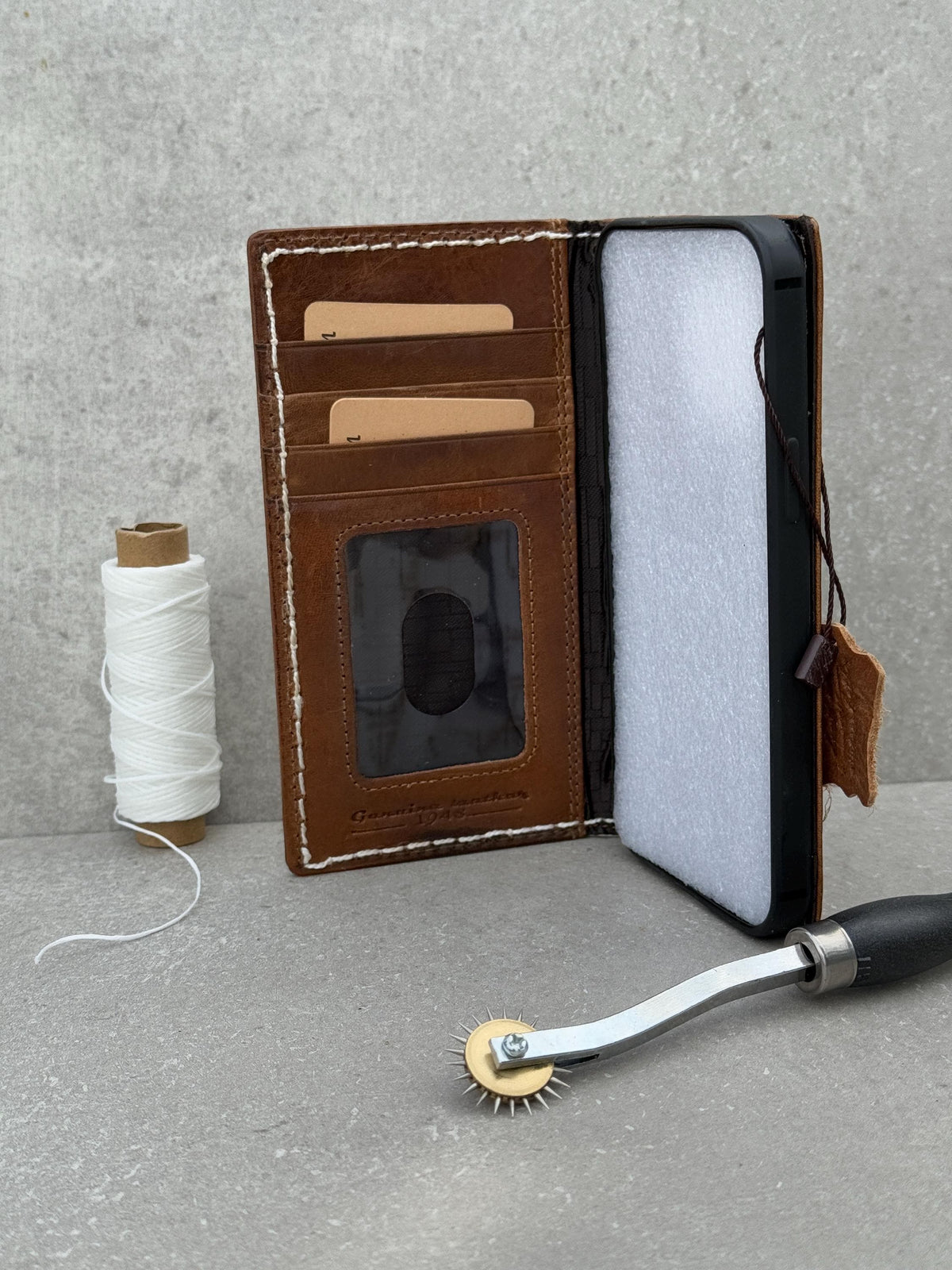 Handmade Leather Wallet Case for Google Pixel: Vintage Card Slots