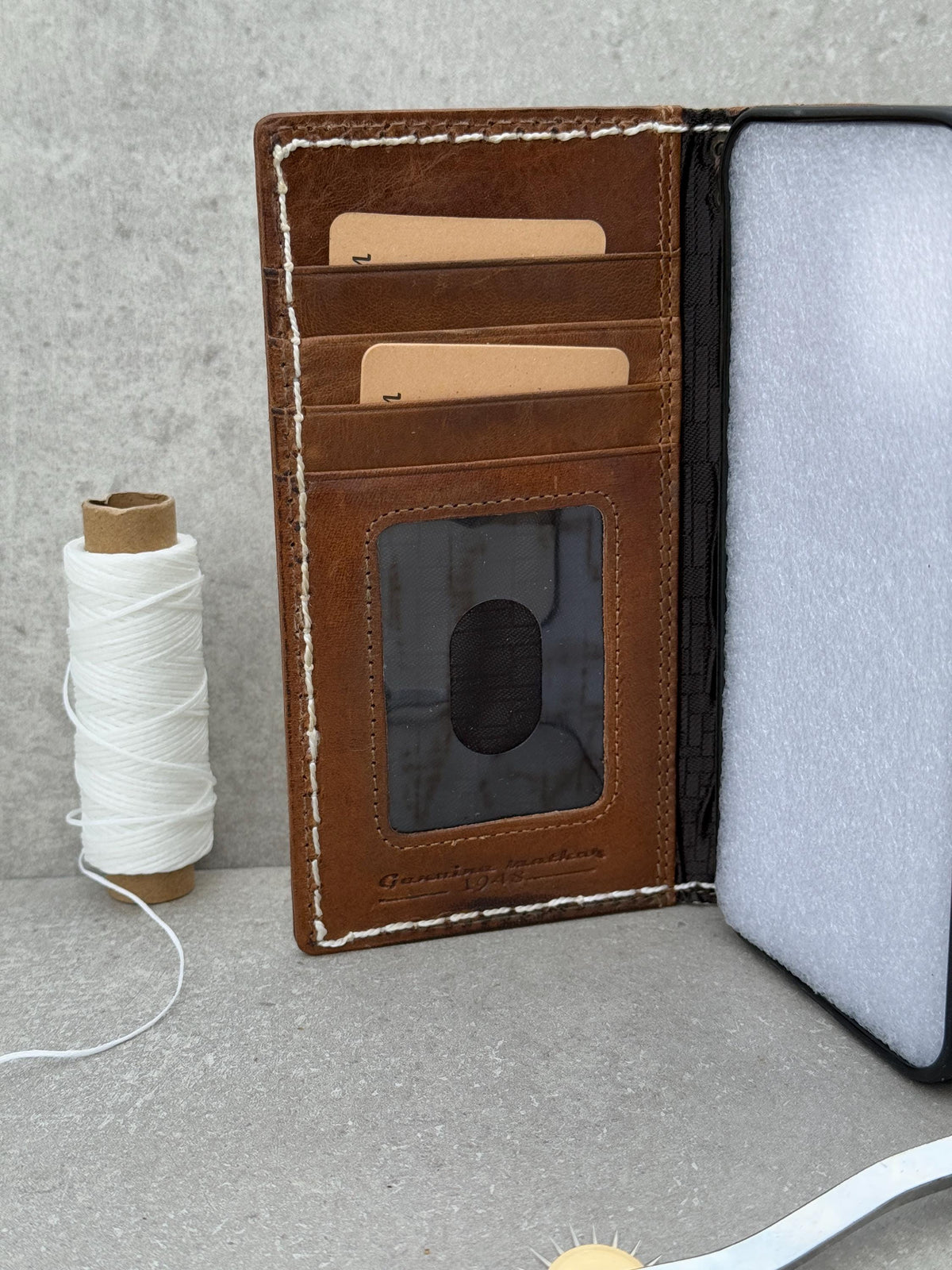 Handmade Leather Wallet Case for Google Pixel: Vintage Card Slots