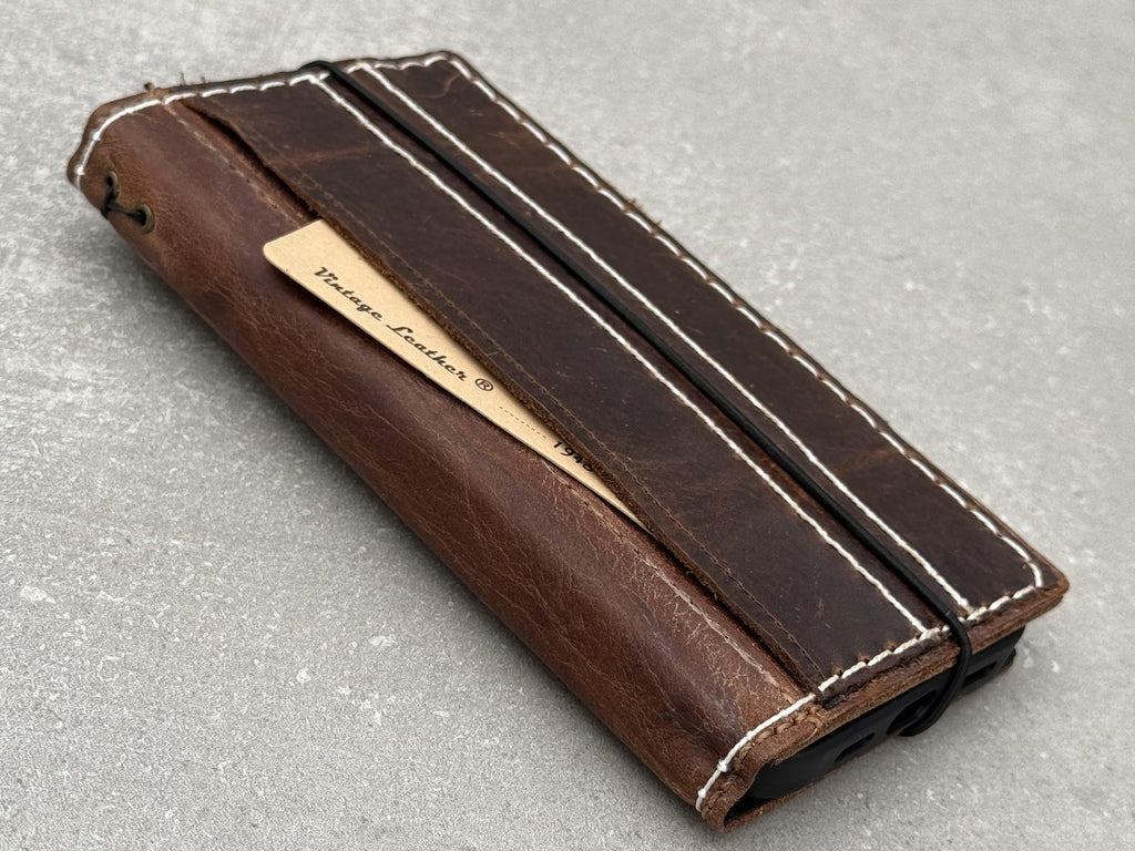 Handmade Leather Wallet Case for Galaxy Z Fold 2/3/4/5/6/7 - Book Style Cover