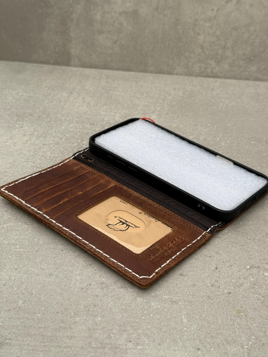 Handmade Leather Wallet Case for Galaxy Z Fold 2/3/4/5/6/7 - Book Style Cover