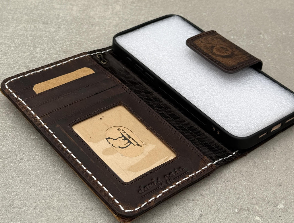 Handmade Leather Wallet Book Case for Galaxy Z Fold